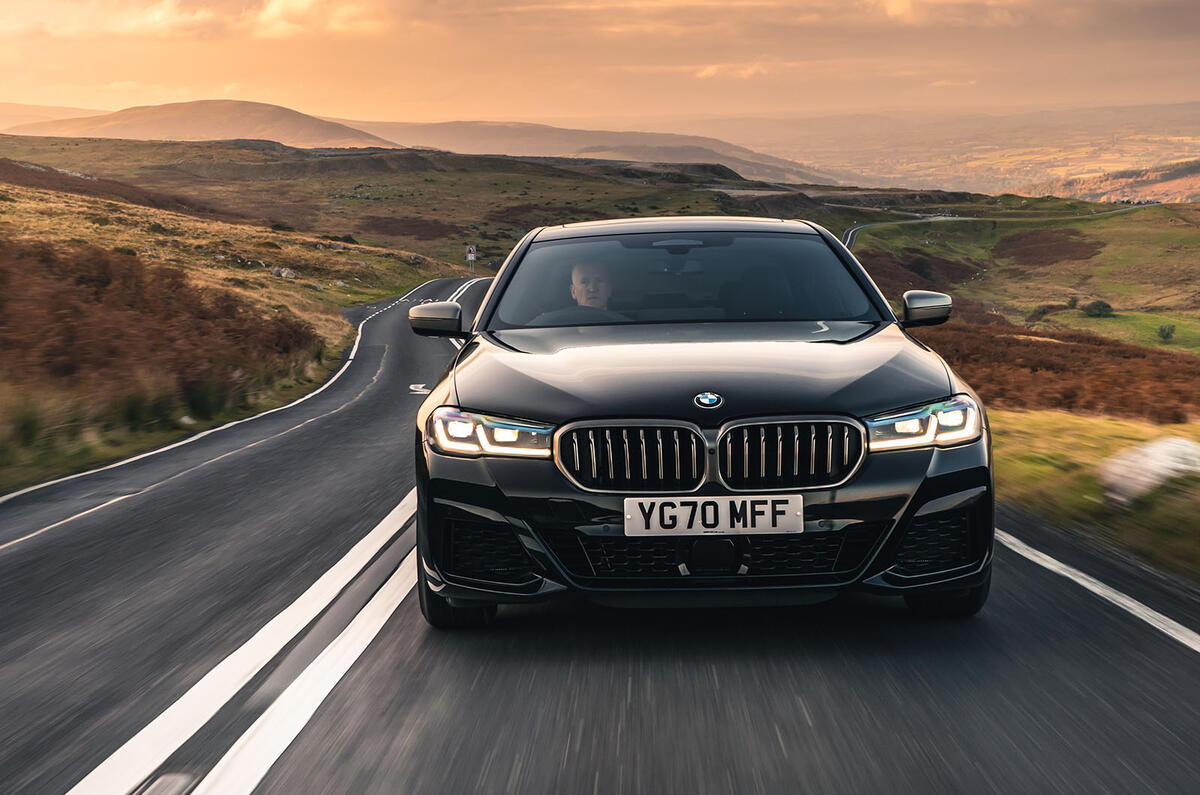 BMW 5 Series M550i 2020 UK first drive - on the road nose