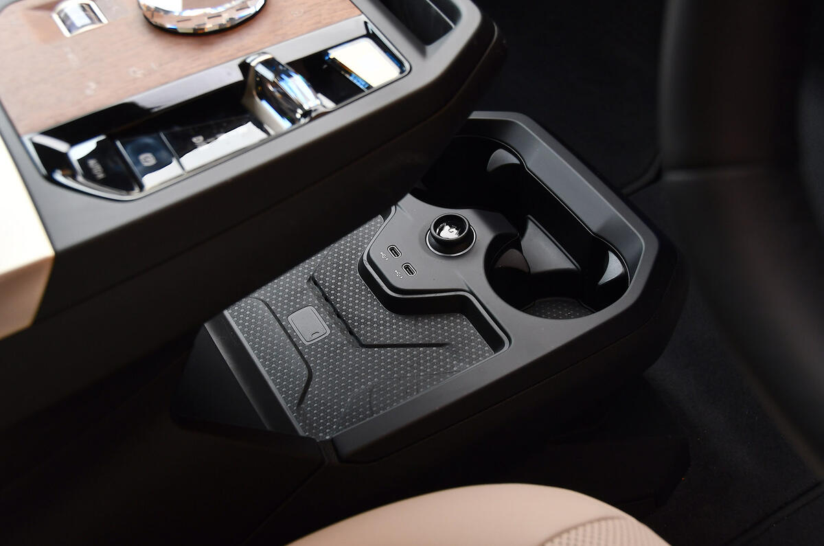 15 BMW iX xDrive40 2021 UK first drive review wireless phone charging