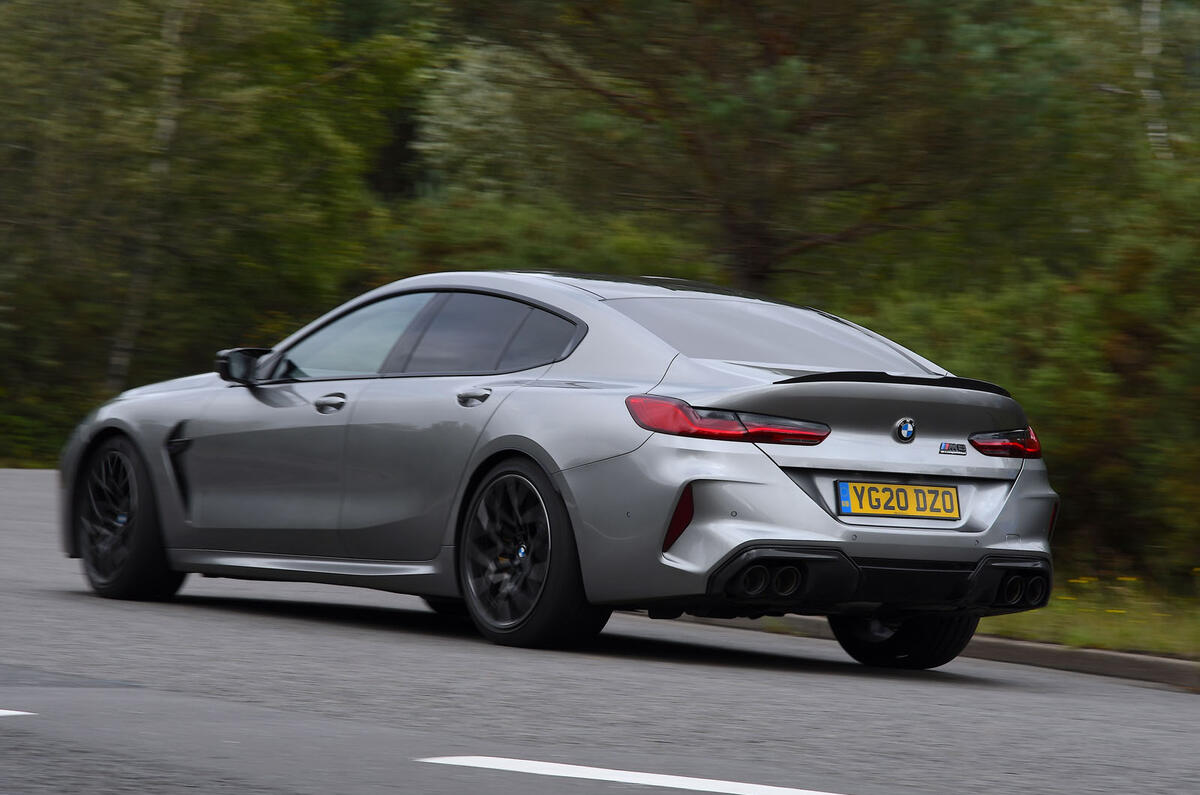 BMW M8 Gran Coupe 2020 UK first drive review - on the road rear
