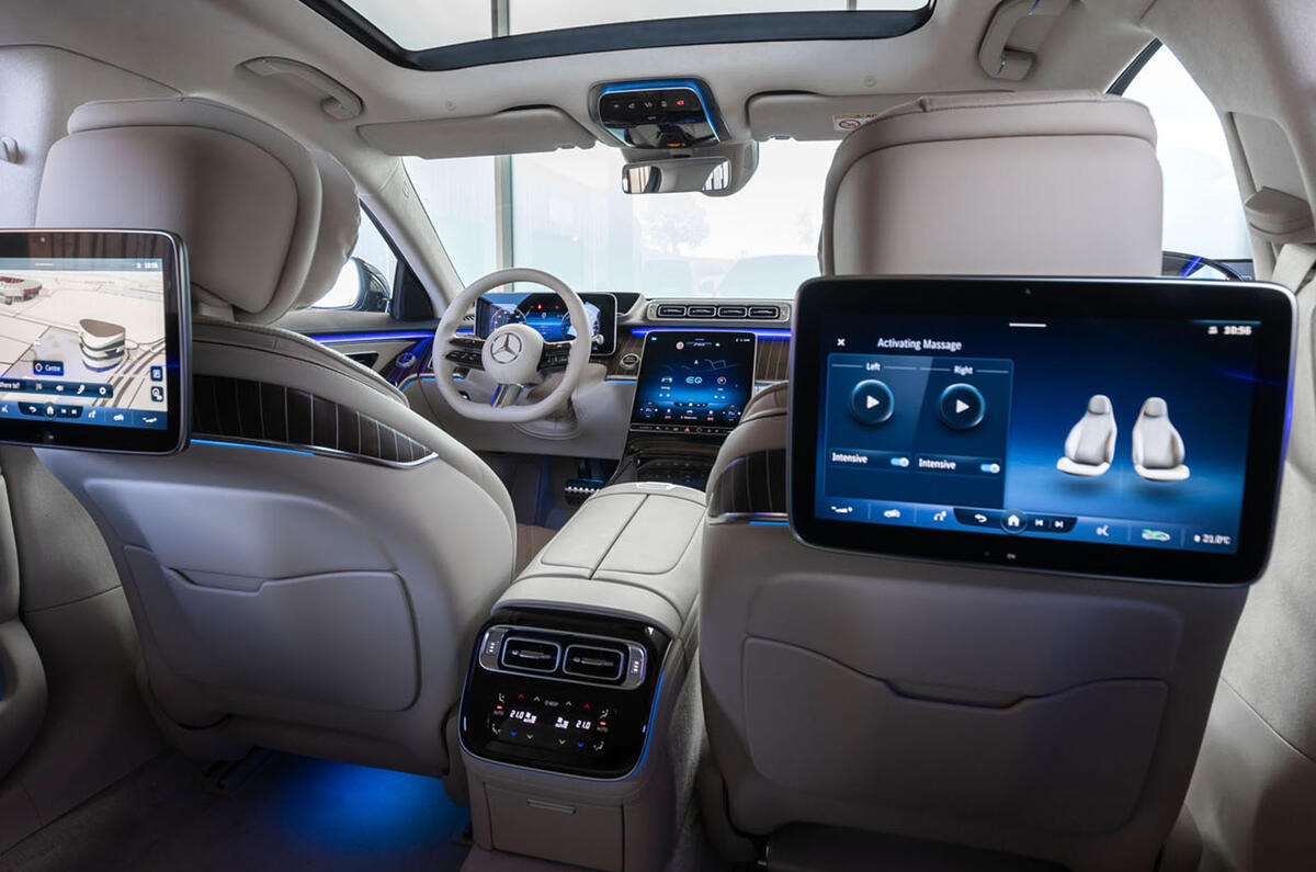 Mercedes-Benz S Class S580e 2020 first drive review - rear infotainment