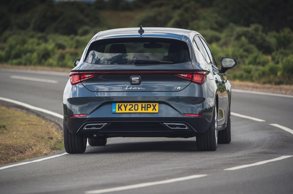 Seat Leon eHybrid FR 2020 UK first drive review - on the road rear