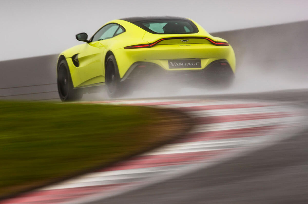 Aston Martin Vantage track driving rear