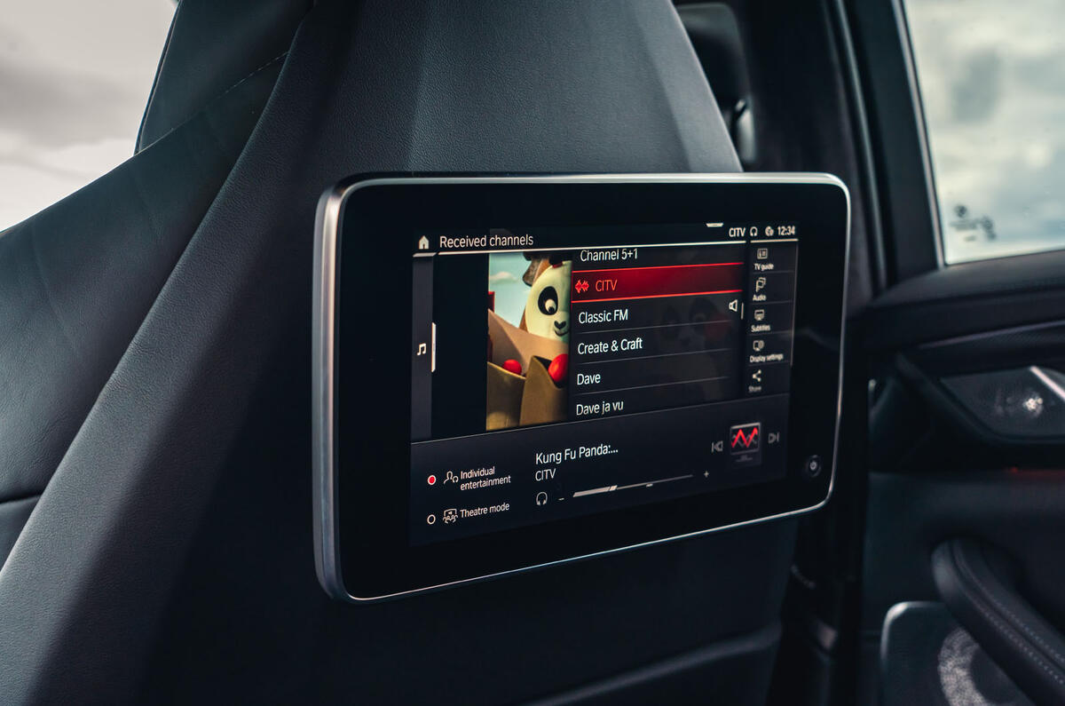 BMW M5 Competition 2020 UK first drive review - rear infotainment