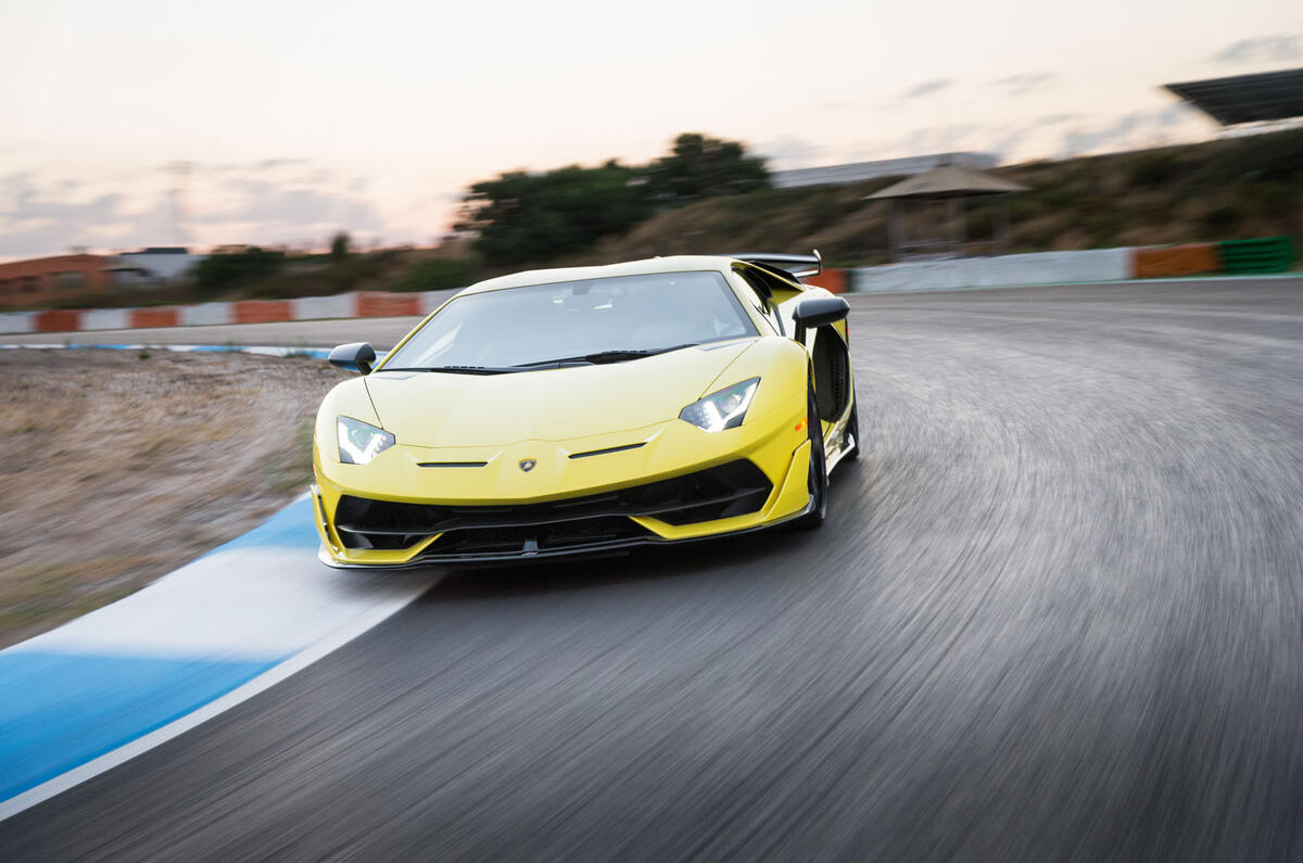 Lamborghini Aventador SVJ 2018 first drive review track cornering front