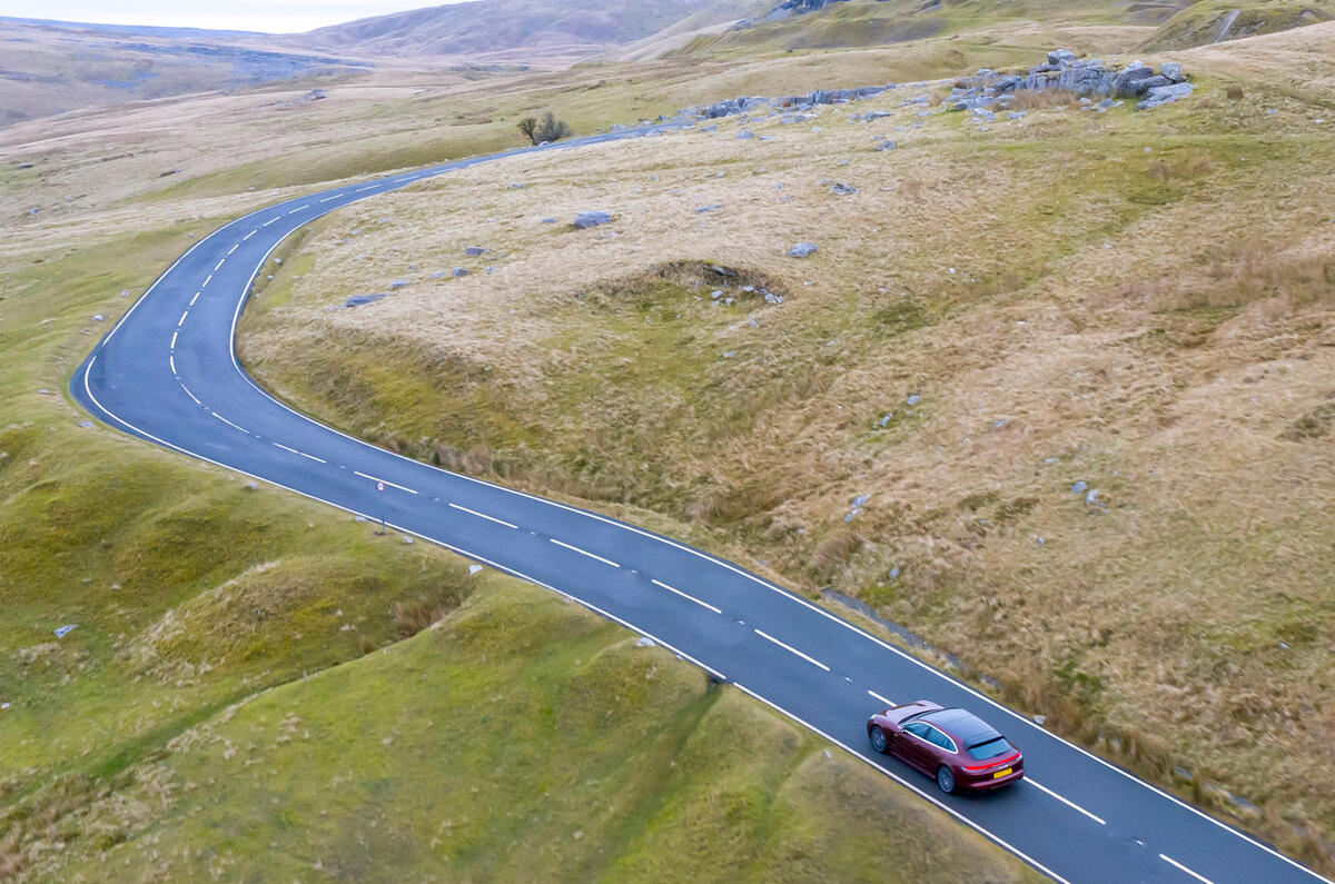 16 Porsche Panamera 4 ehybrid sport turismo 2022 UK review aerial