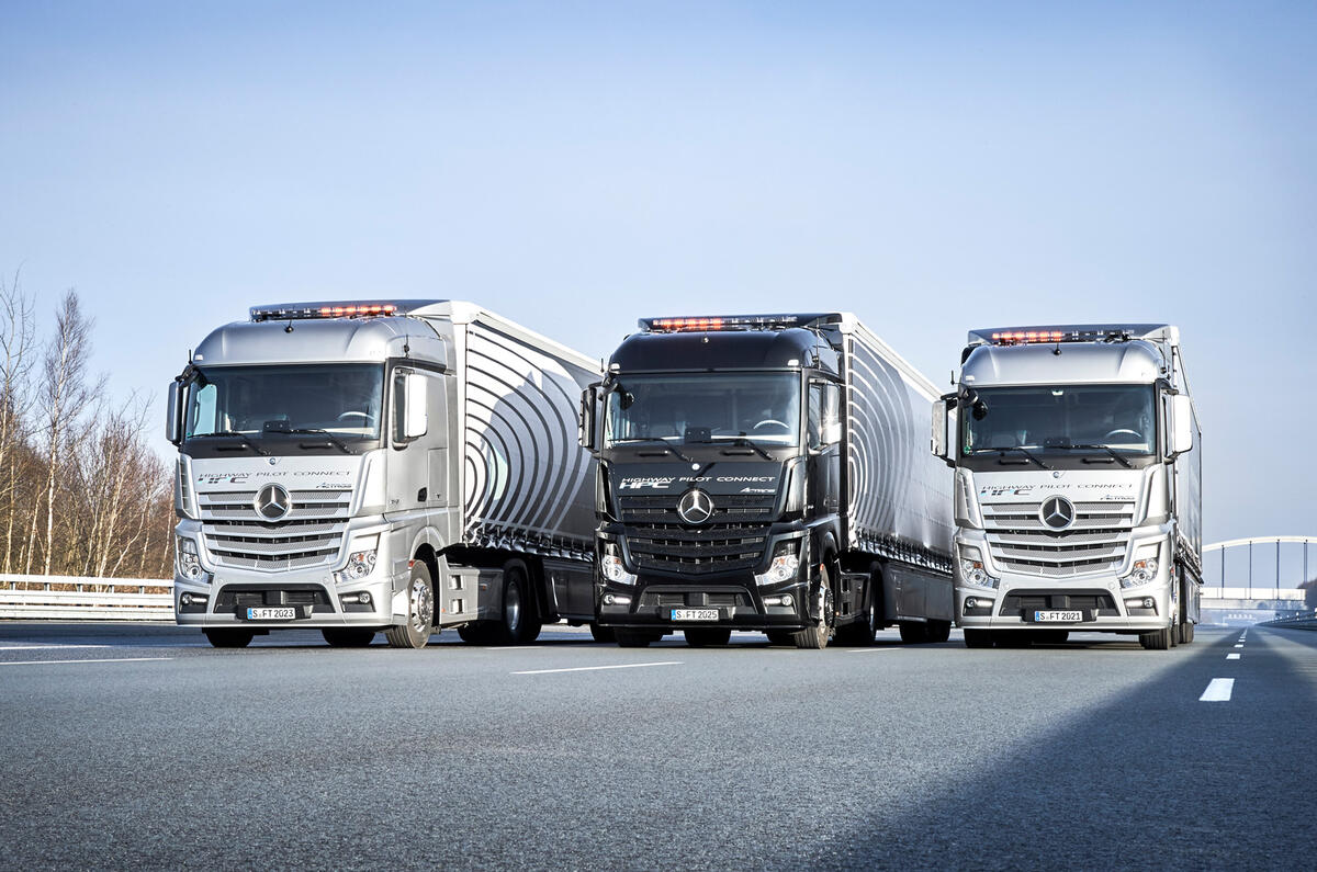 Mercedes lorry convoy