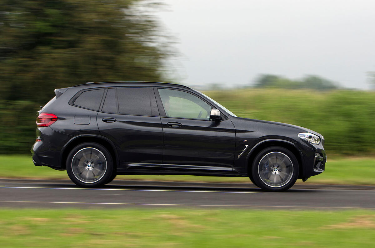 BMW X3 M40i 2018 UK review on the road side