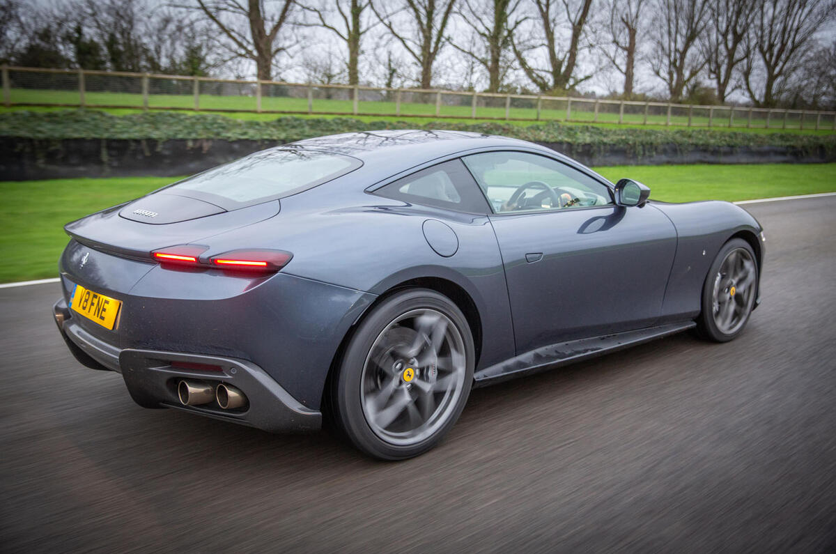 Ferrari Roma 2021 UK first drive review - on the road rear