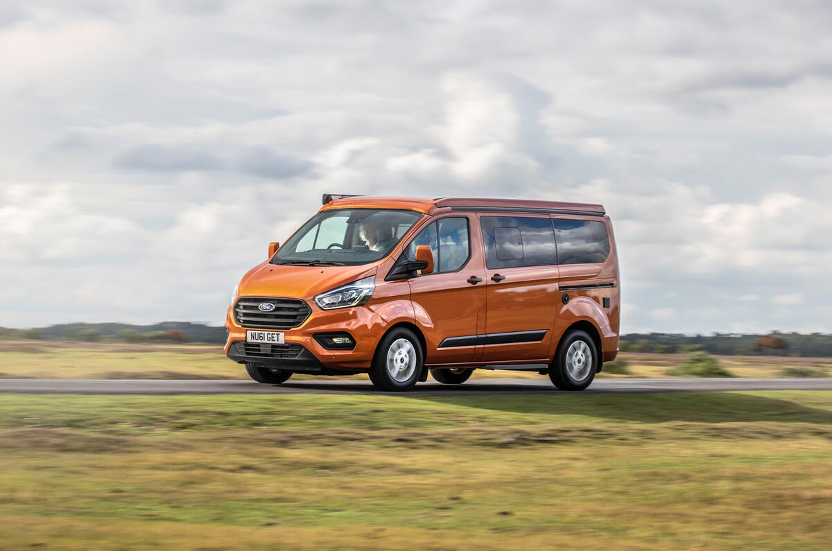 17 Ford Transit Nugget 2021 UK FD on road front