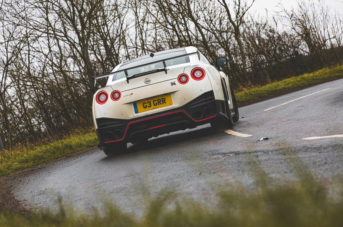 Nissan GT-R Nismo 2020 UK first drive review - cornering rear