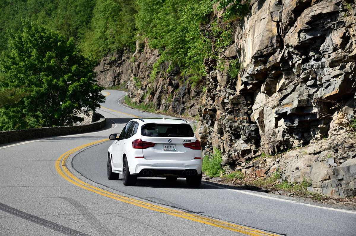 BMW X3 M Competition 2019 first drive review - cornering rear