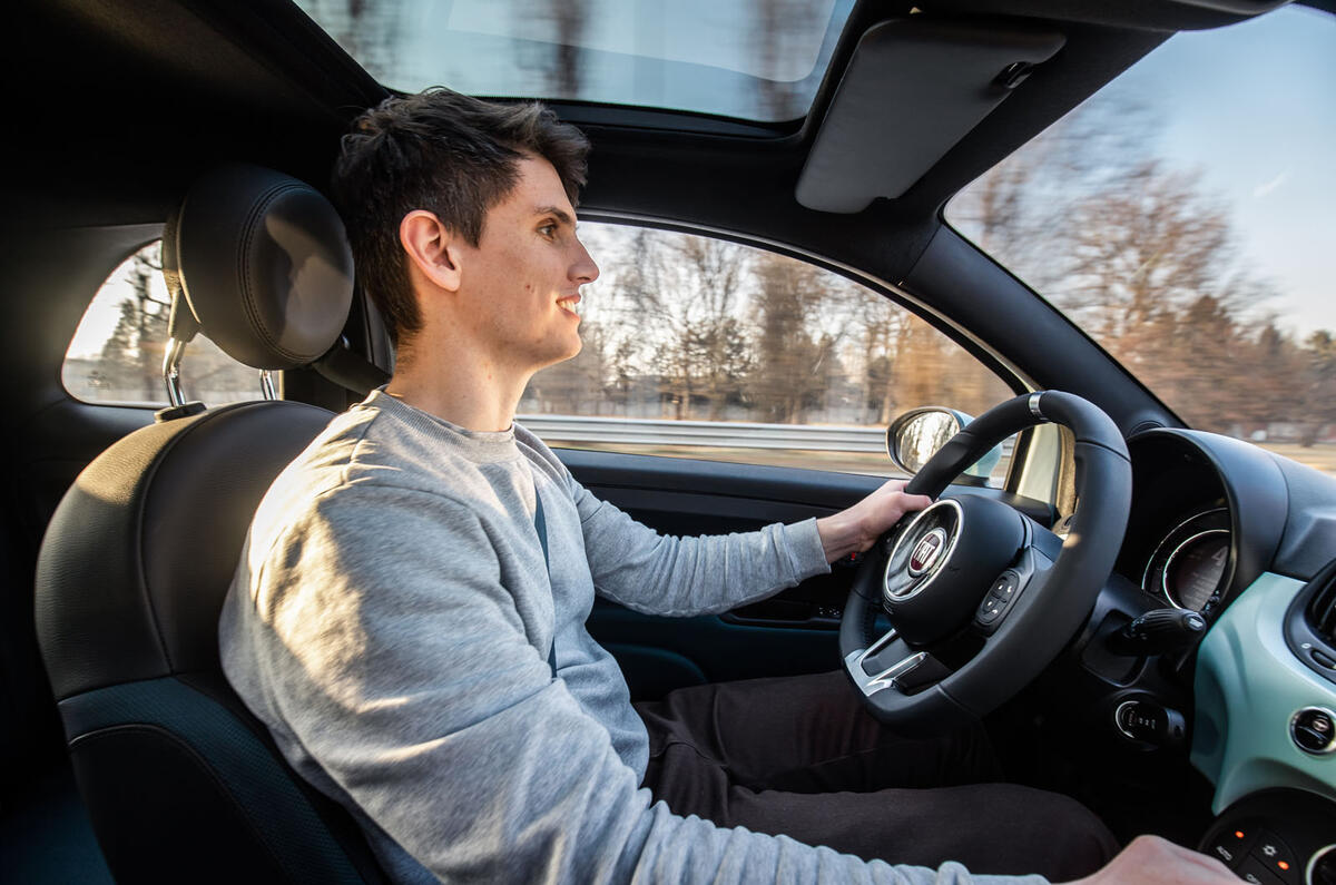 Fiat 500 Hybrid 2020 first drive review - Simon Davis driving