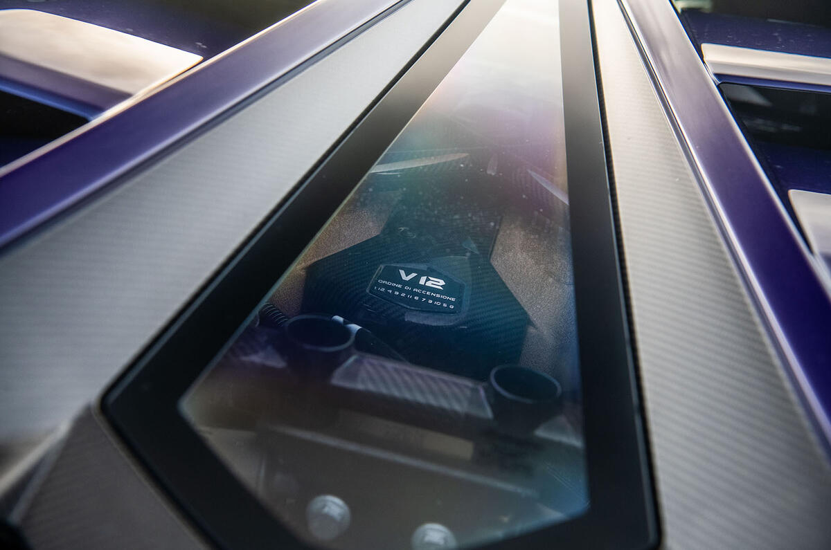 Lamborghini Aventador SVJ 2018 UK first drive review - engine under glass