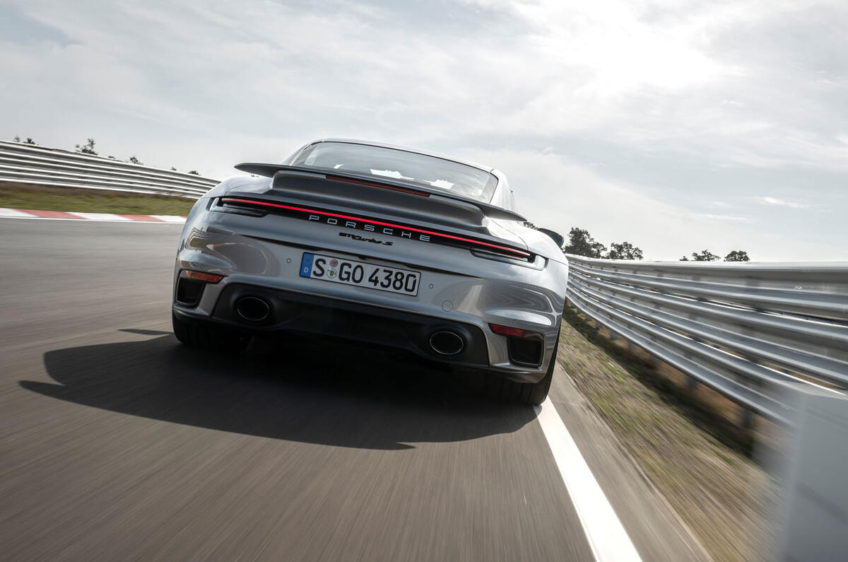 Porsche 911 Turbo S 2020 first drive review - track rear