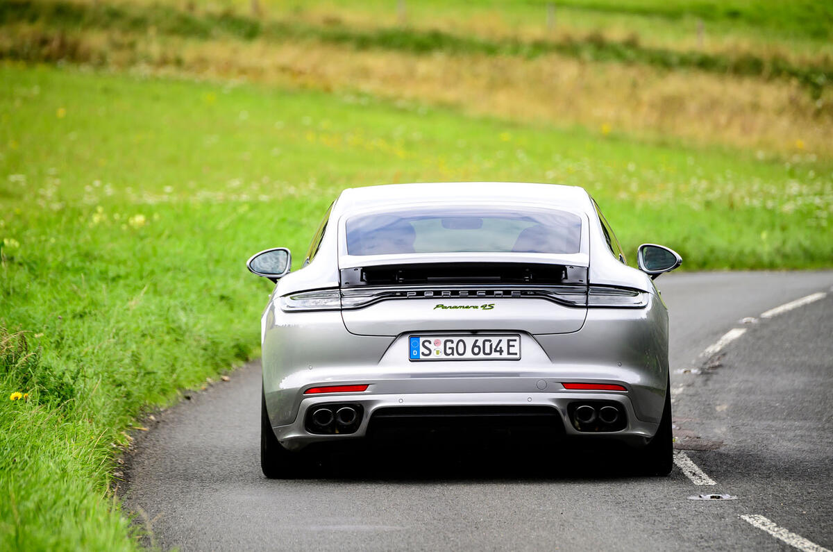 Porsche Panamera e-Hybrid 2020 UK first drive review - on the road rear