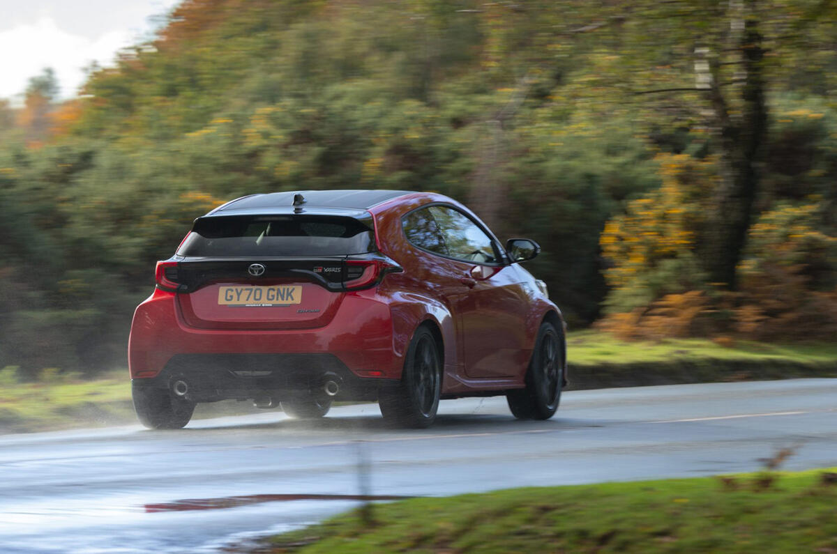 Toyota GR Yaris 2020 UK first drive review - on the road rear