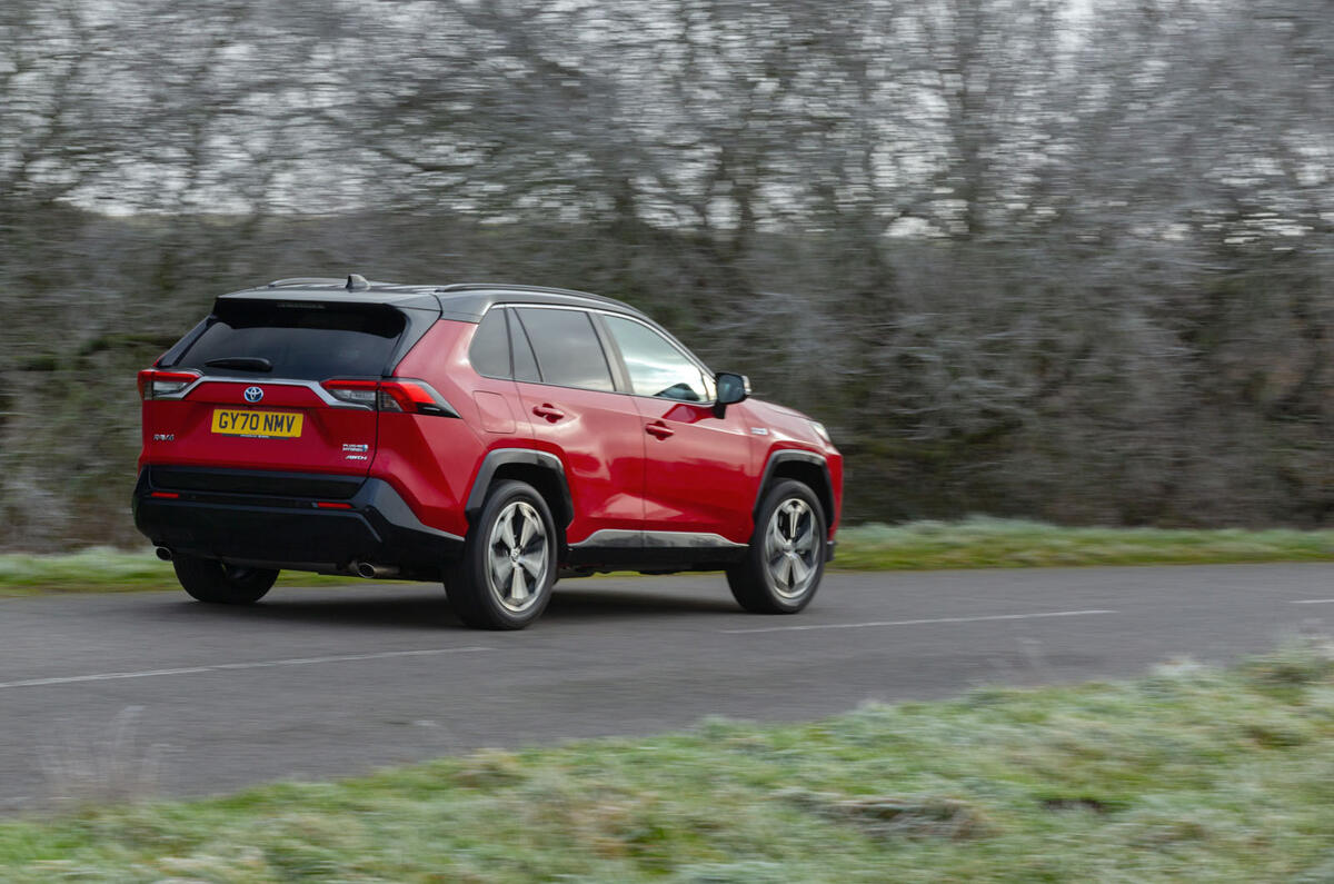 18 Toyota RAV4 PHEV 2021 UK first drive review on road rear