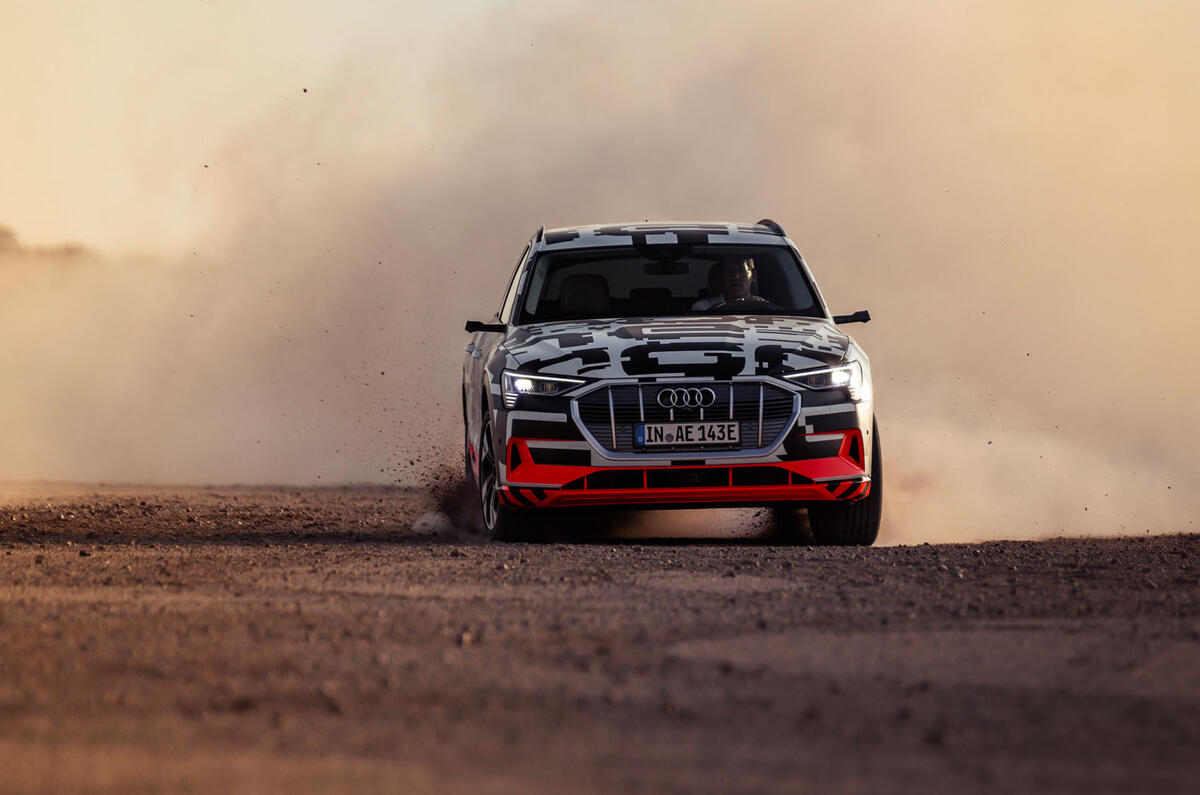 Audi e-Tron 2019 prototype first drive review - driving nose