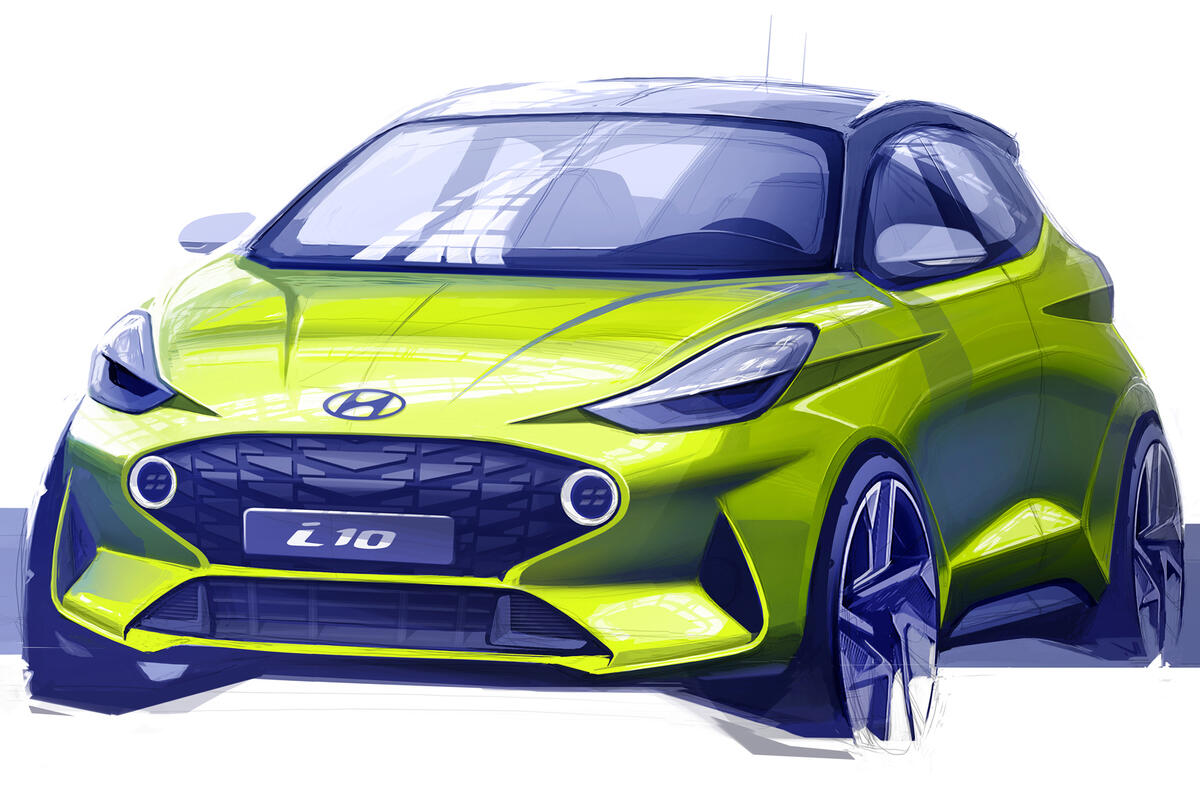 New Hyundai I10 Sketch Shows Design Revamp Autocar The new 2020 hyundai i10 brings together an energetic design, improved performance the new hyundai i10 may be a small car, but it makes a big impression. new hyundai i10 sketch shows design