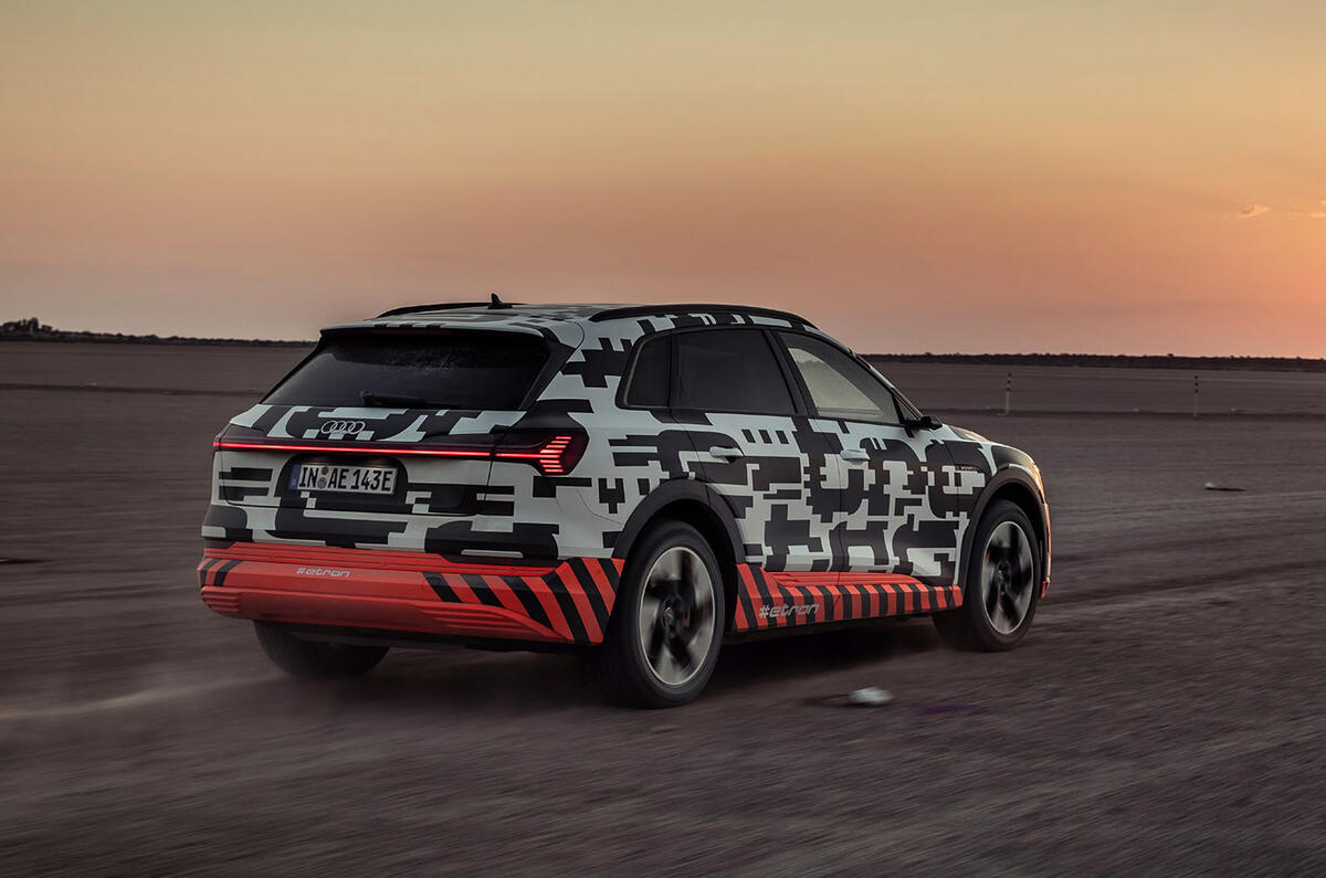 Audi e-Tron 2019 prototype first drive review - hero rear