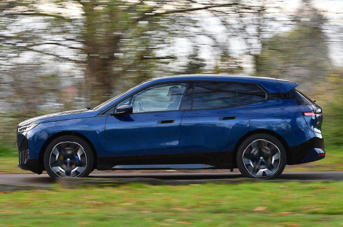 2 BMW iX xDrive40 2021 UK first drive review side pan