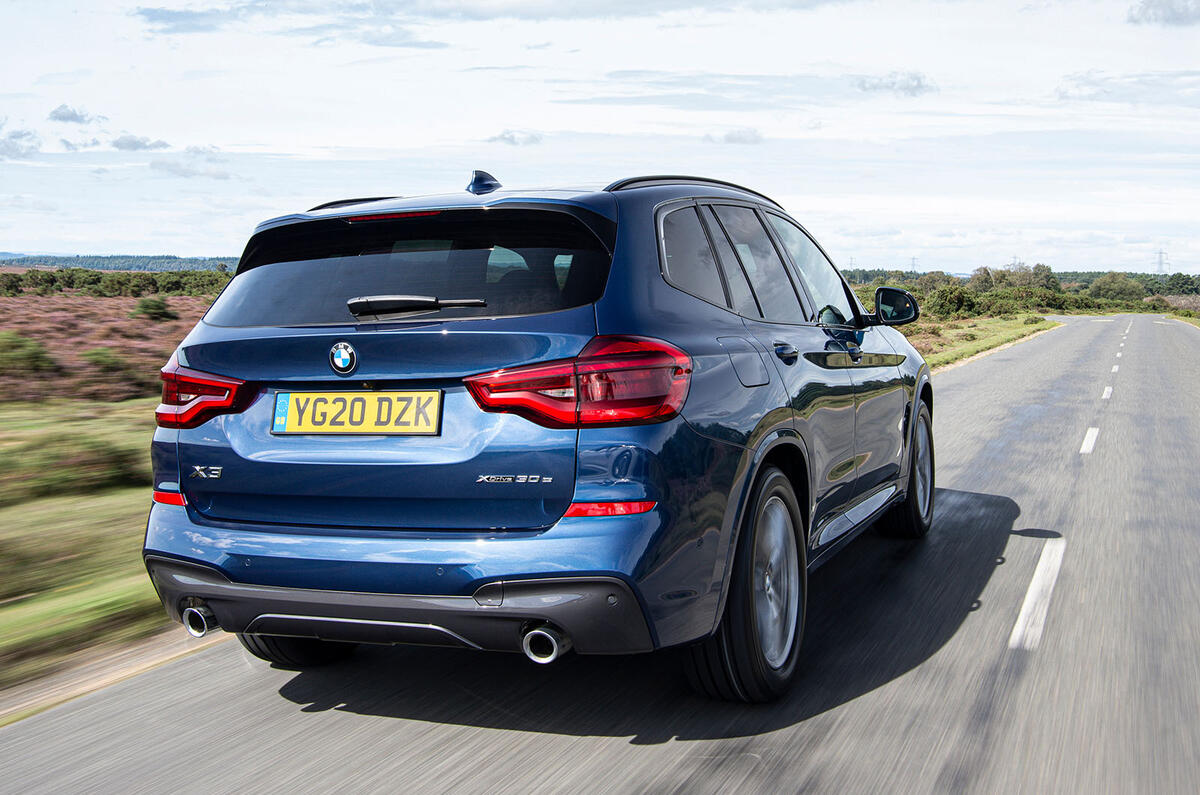 BMW X3 xDrive30e 2020 UK first drive review - hero rear