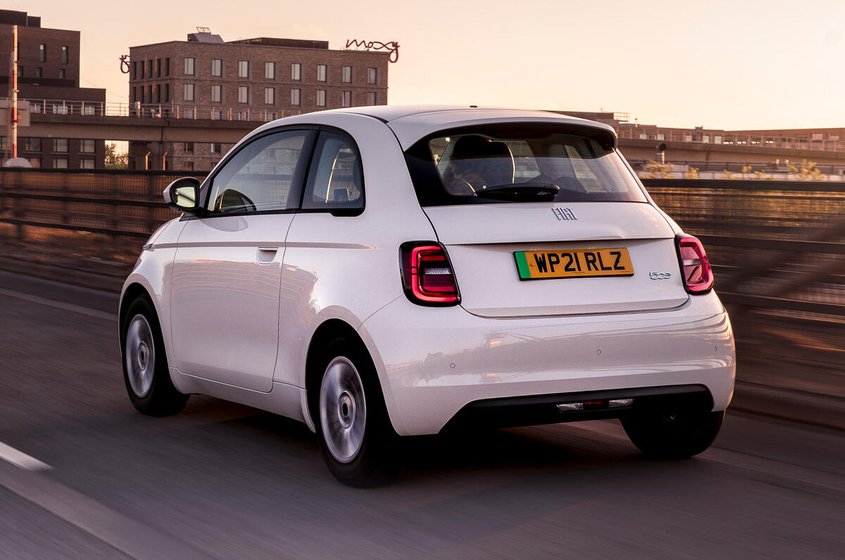2 Fiat 500e Action 2021 UK FD hero rear
