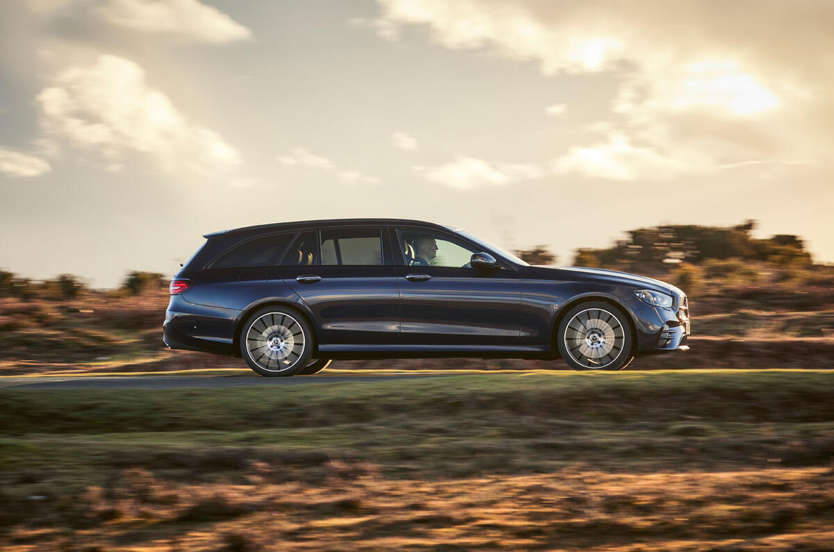 2 Mercedes Benz E Class 400d Estate 2021 UK first drive review hero side