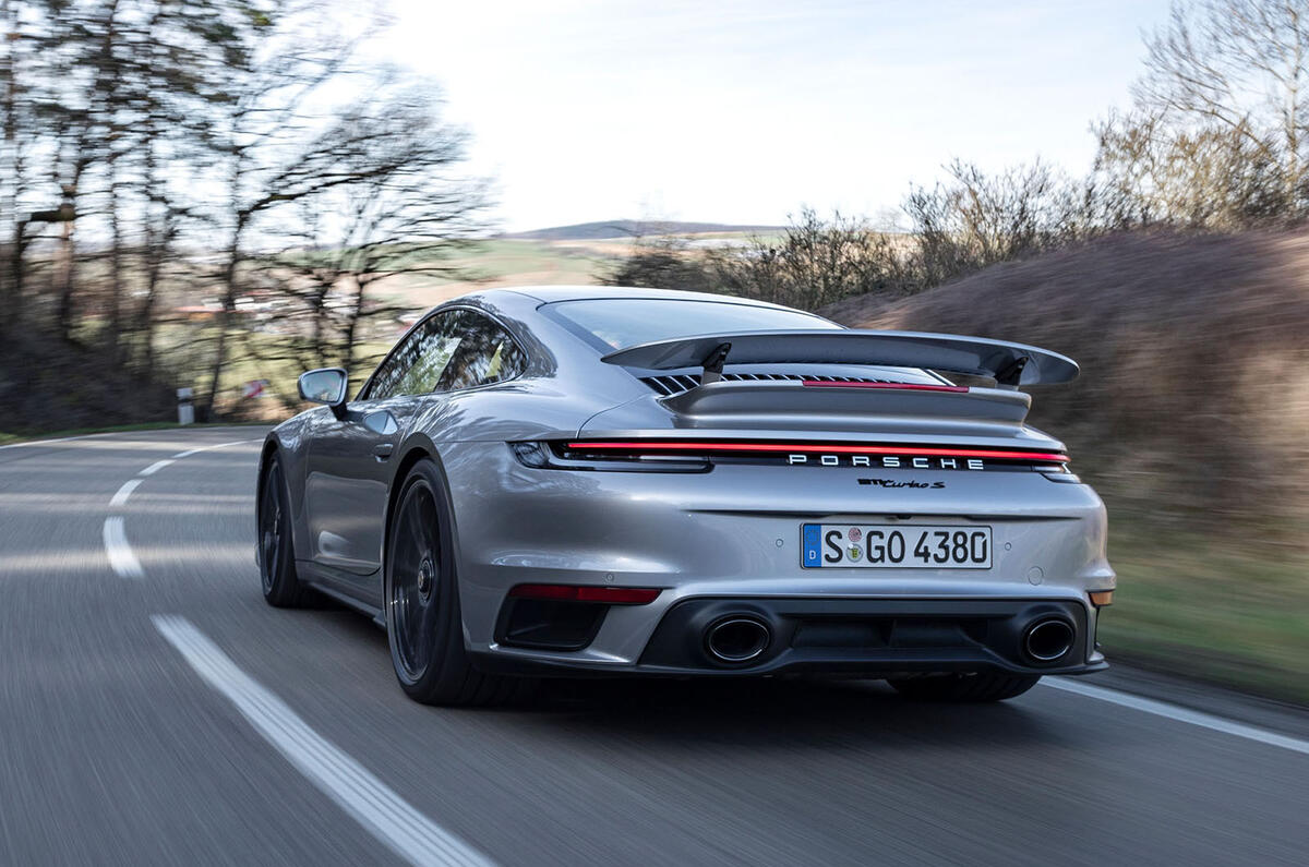 Porsche 911 Turbo S 2020 first drive review - road rear