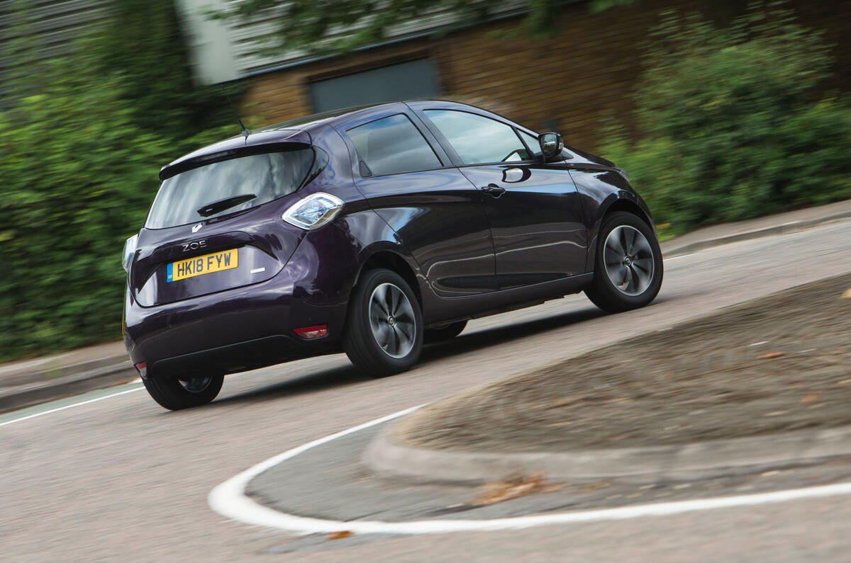 Renault Zoe R110 2018 UK first drive review hero rear