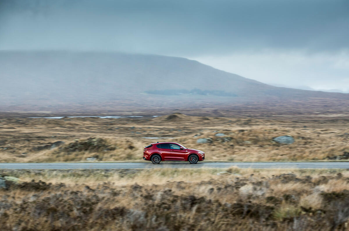 Alfa Romeo Stelvio Quadrifoglio 2018 UK RHD first drive - on the road side