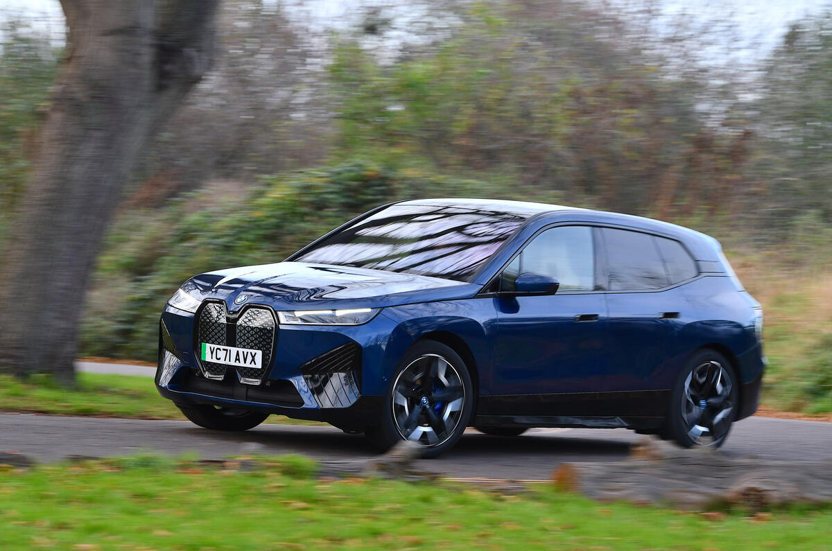 20 BMW iX xDrive40 2021 UE first drive review cornering front