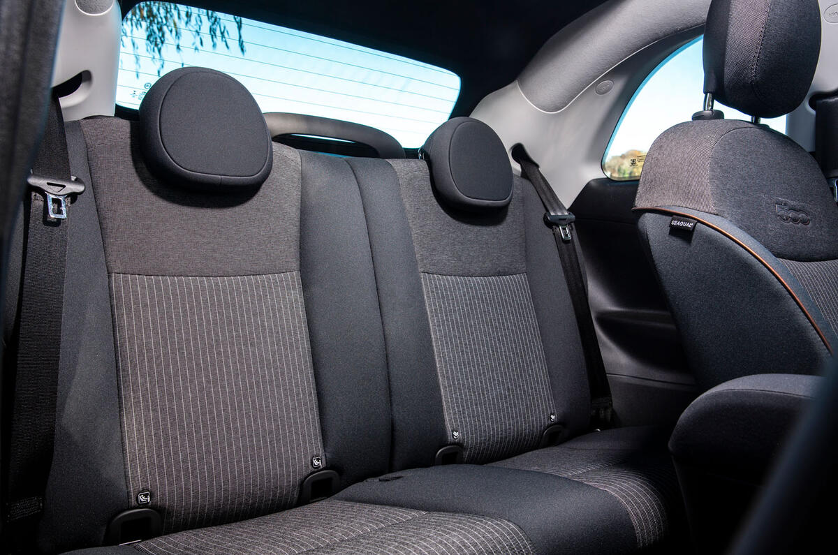 2021 Fiat 500 electric left-hand drive UK review - rear seats