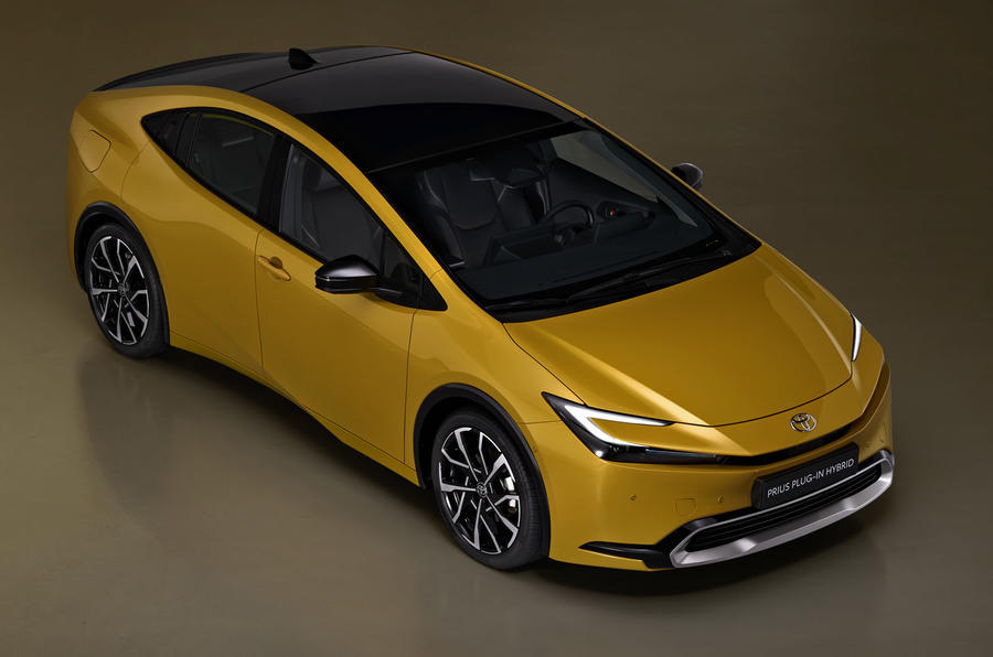 2022 toyota prius phev studio shoot front three quarters from above