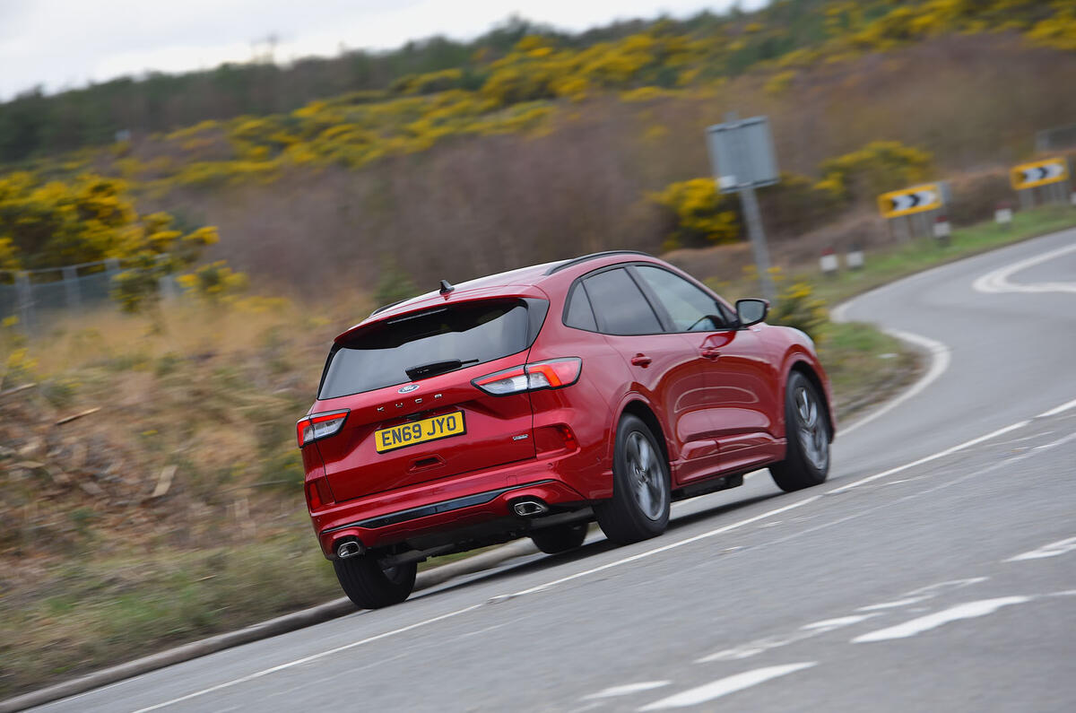 Ford Kuga ST-Line PHEV 2020 UK first drive review - on the road rear