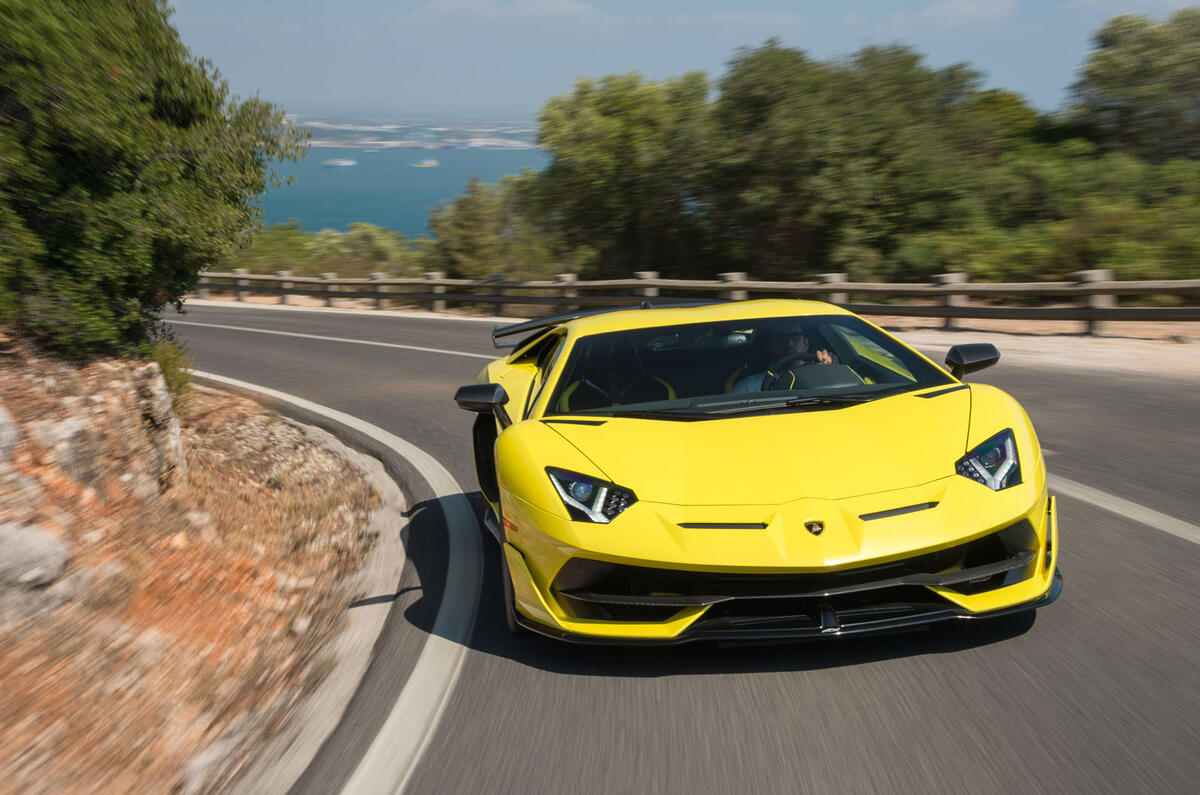 Lamborghini Aventador SVJ 2018 first drive review road cornering front
