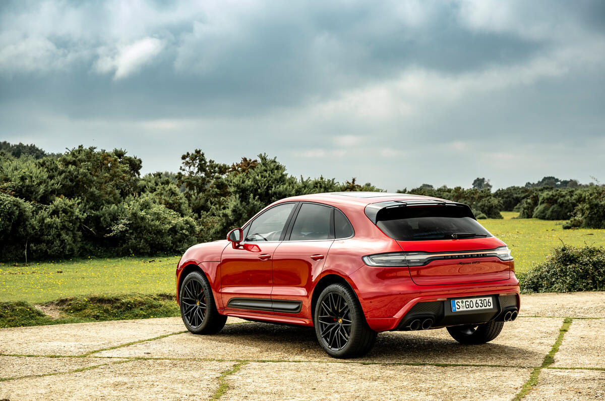 24 Porsche Macan GTS 2021 UK LHD first drive static rear