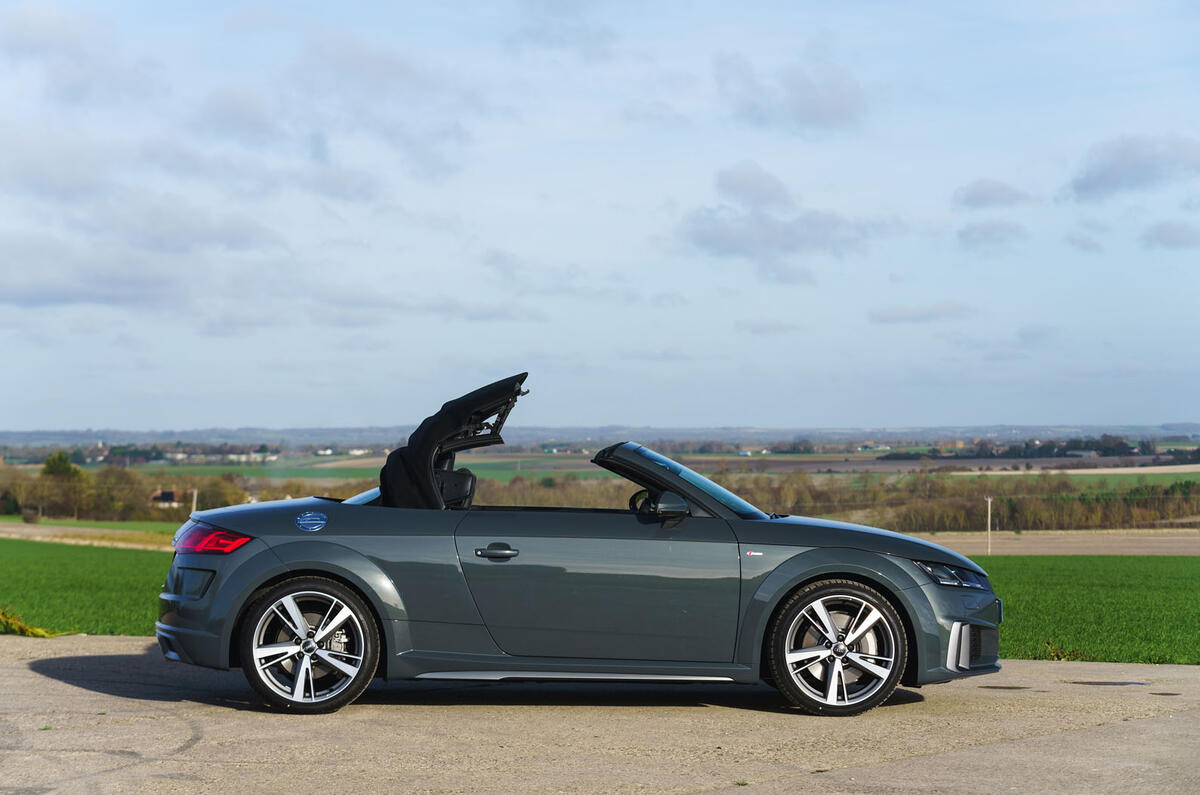 Audi TT Roadster 2019 UK first drive review - static side roof half up
