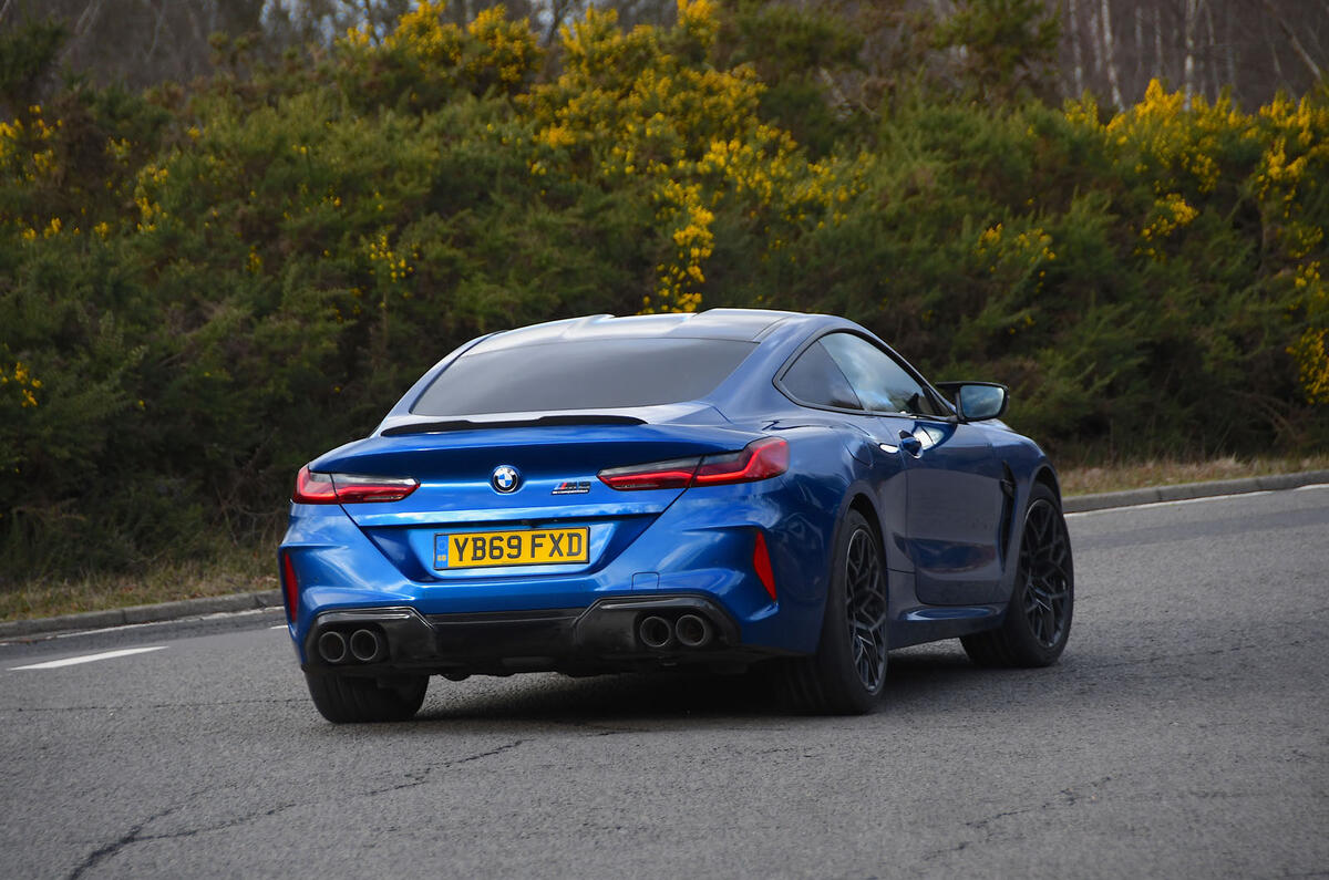BMW M8 Competition Coupe 2020 UK first drive review - hero rear