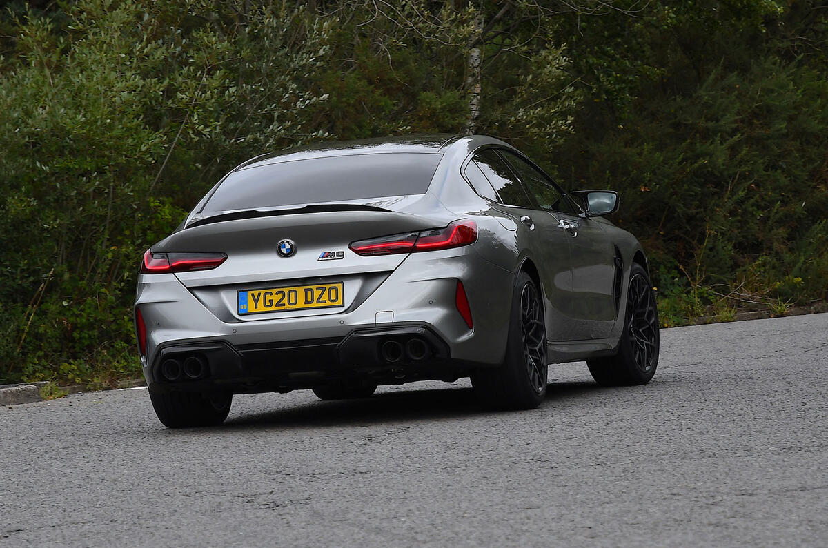 BMW M8 Gran Coupe 2020 UK first drive review - hero rear