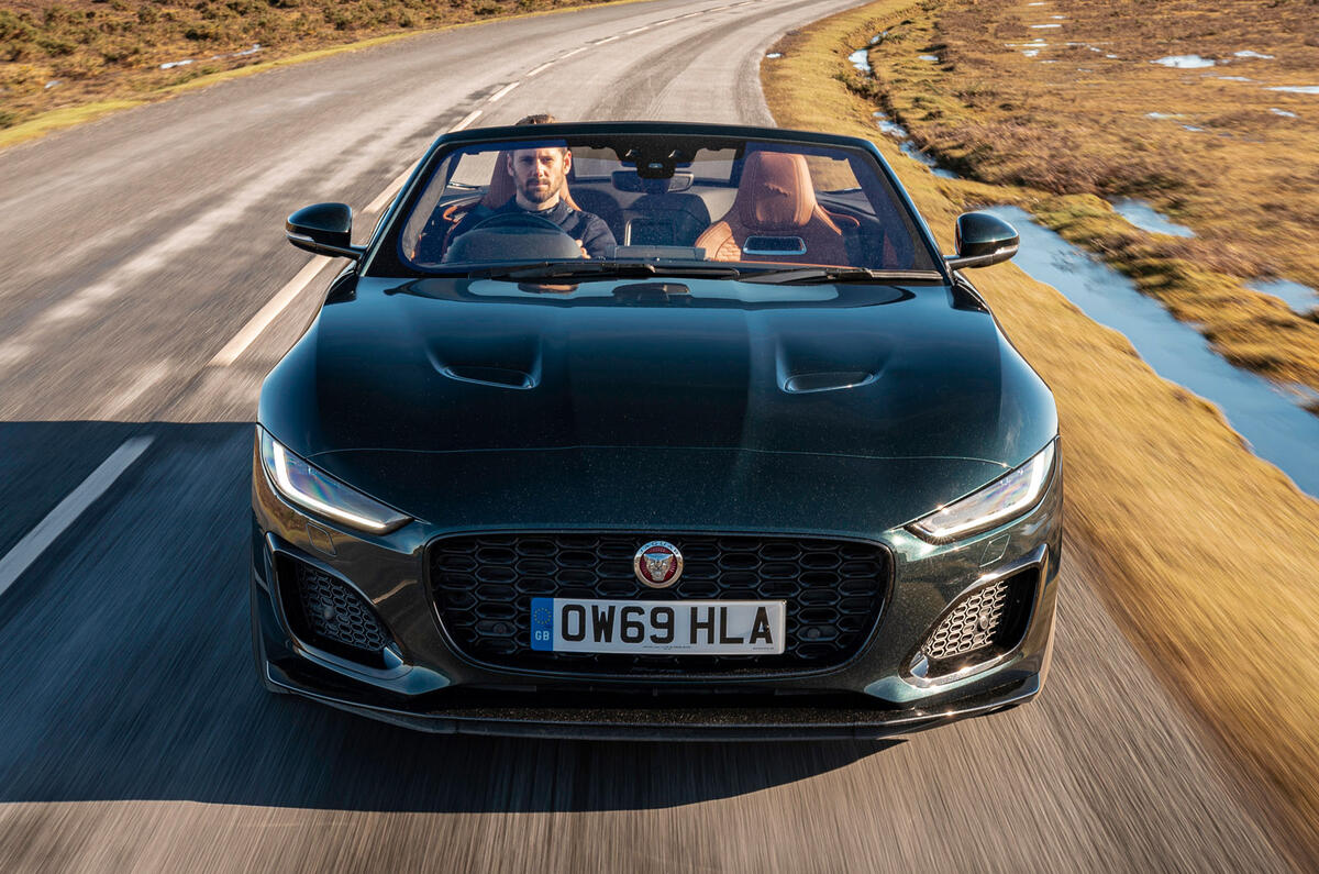 3 Jaguar F Type P450 Convertible 2022 UK first drive review tracking nose