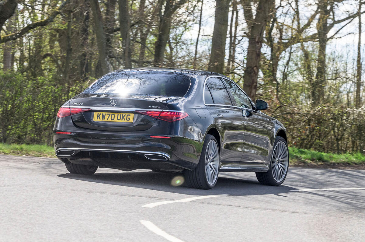 3 Mercedes S Class S400d 2021 UK FD hero rear