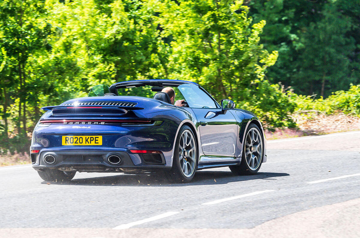 Porsche 911 Turbo S Cabriolet 2020 UK first drive review - hero rear