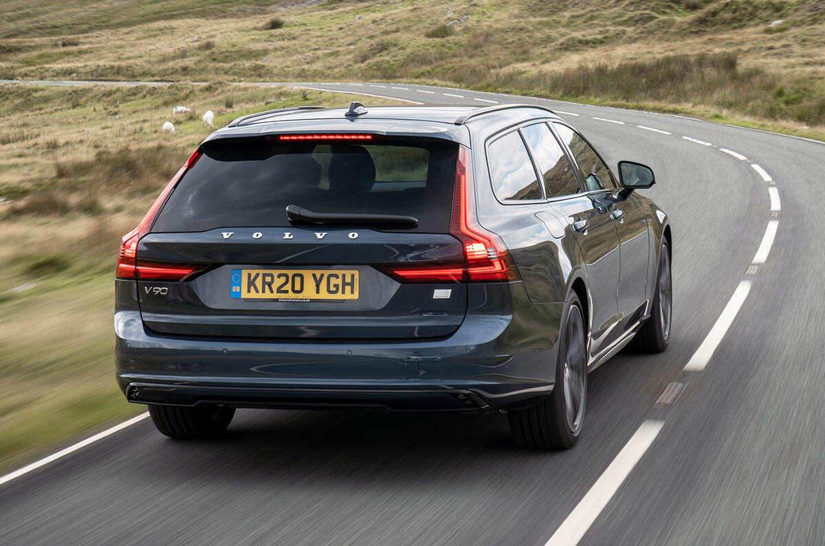 Volvo V90 Recharge T6 2020 UK first drive review - hero rear