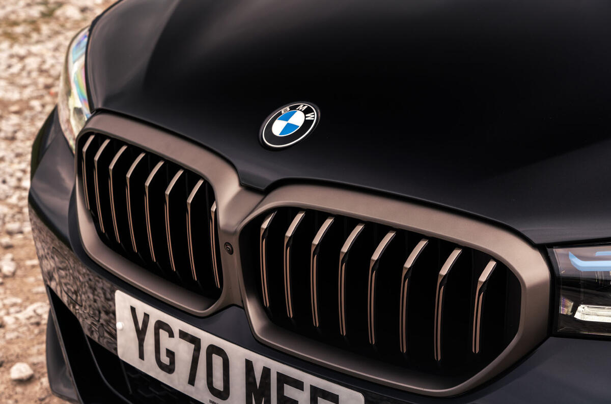 BMW 5 Series M550i 2020 UK first drive - nose