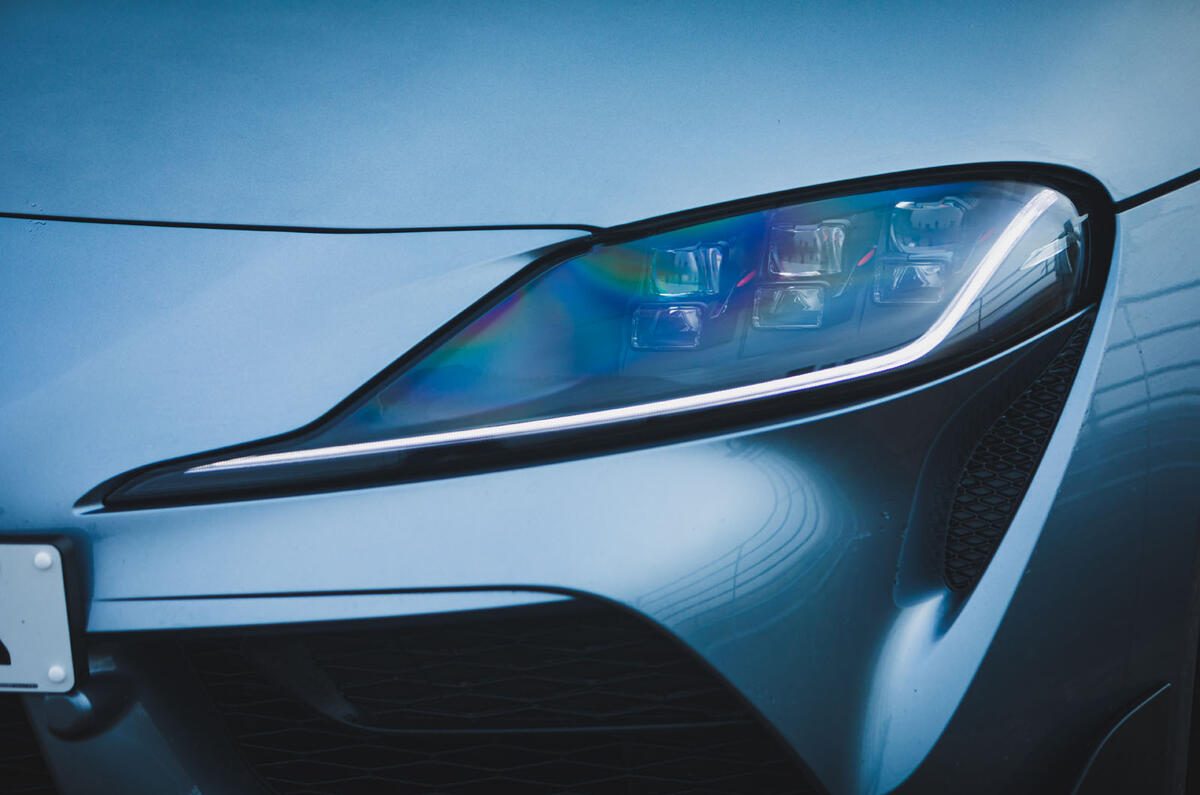 4 Toyota GR Supra 2 litre 2021 UK first drive review headlights