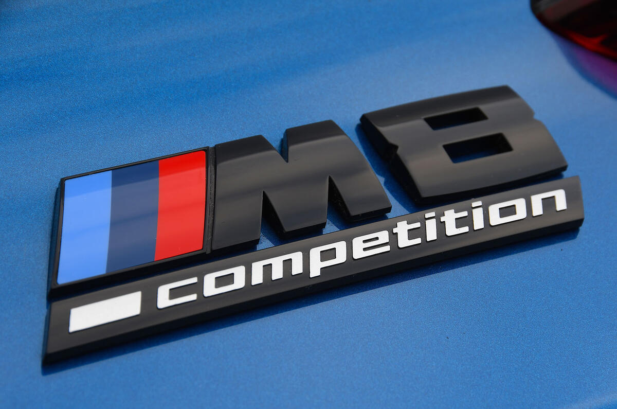 BMW M8 Competition Coupe 2020 UK first drive review - badge