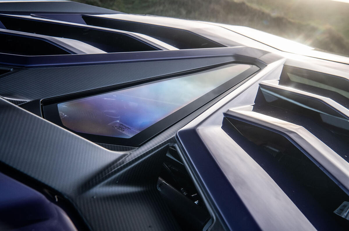 Lamborghini Aventador SVJ 2018 UK first drive review - engine cover