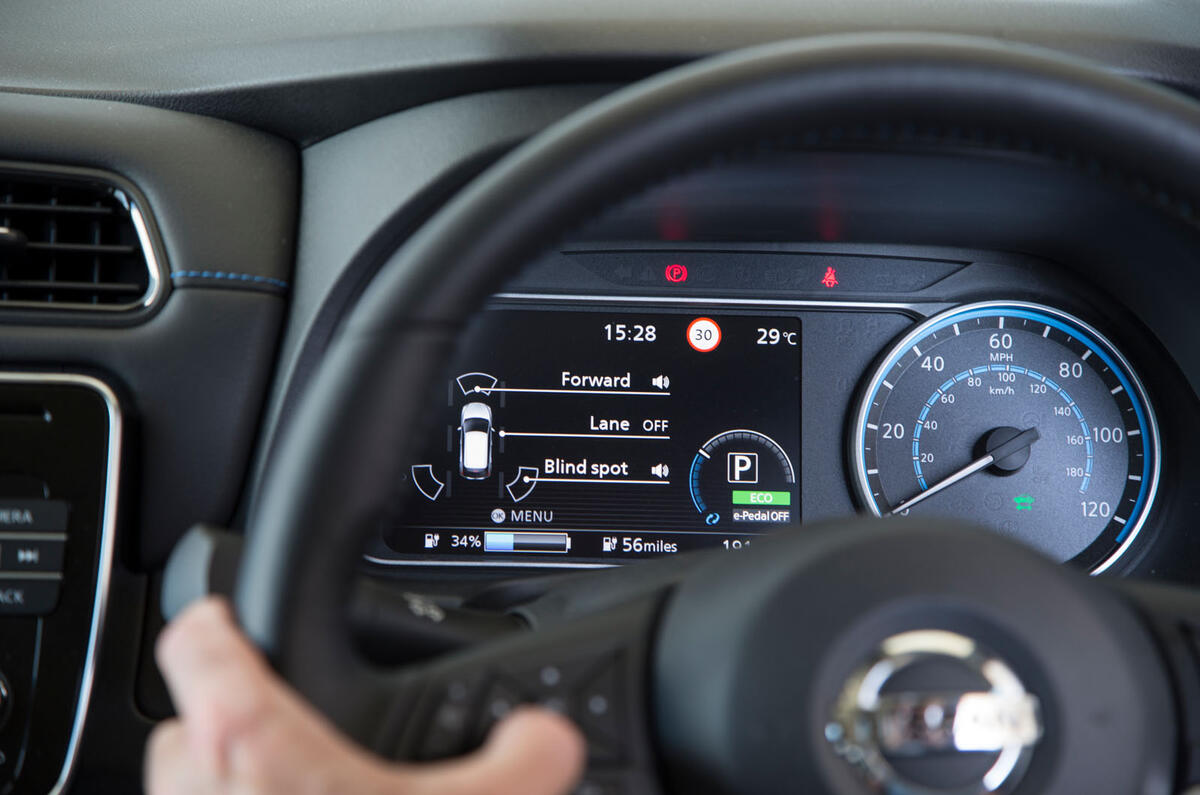 Nissan Leaf 2nd generation (2018) long-term review instrument cluster