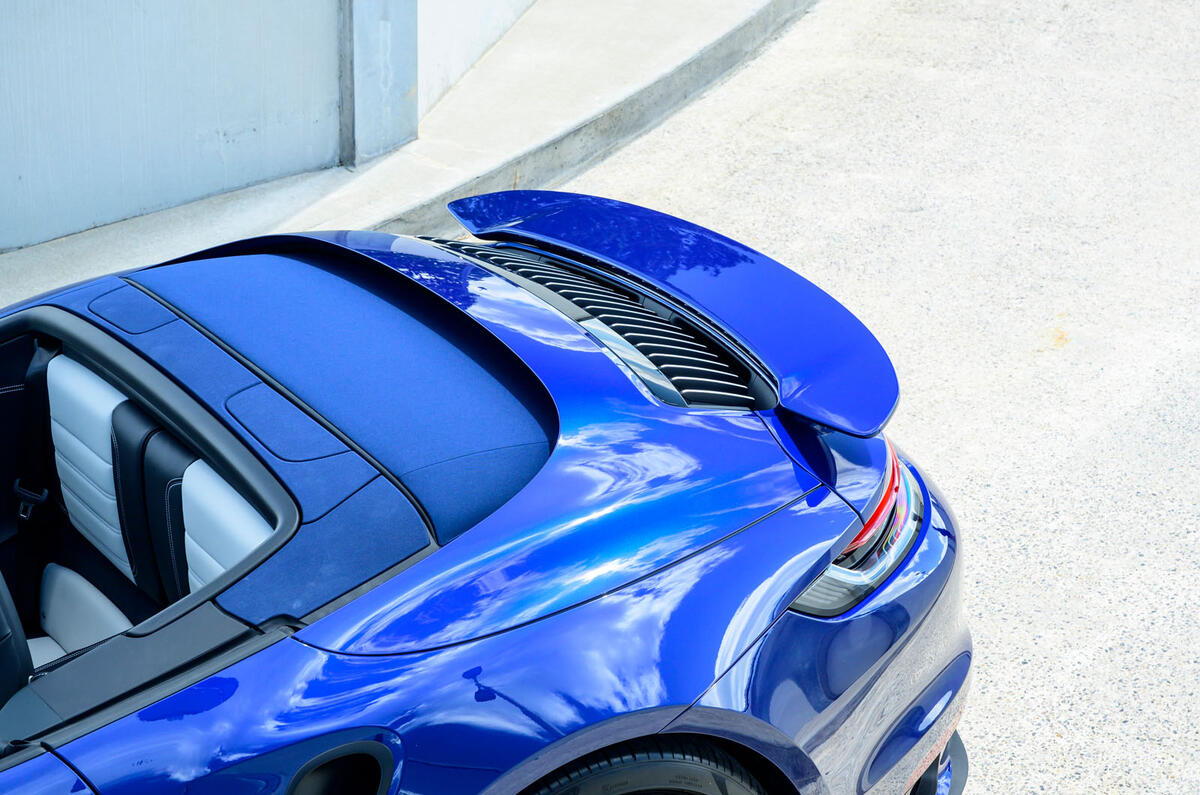 Porsche 911 Turbo S Cabriolet 2020 UK first drive review - rear spoiler